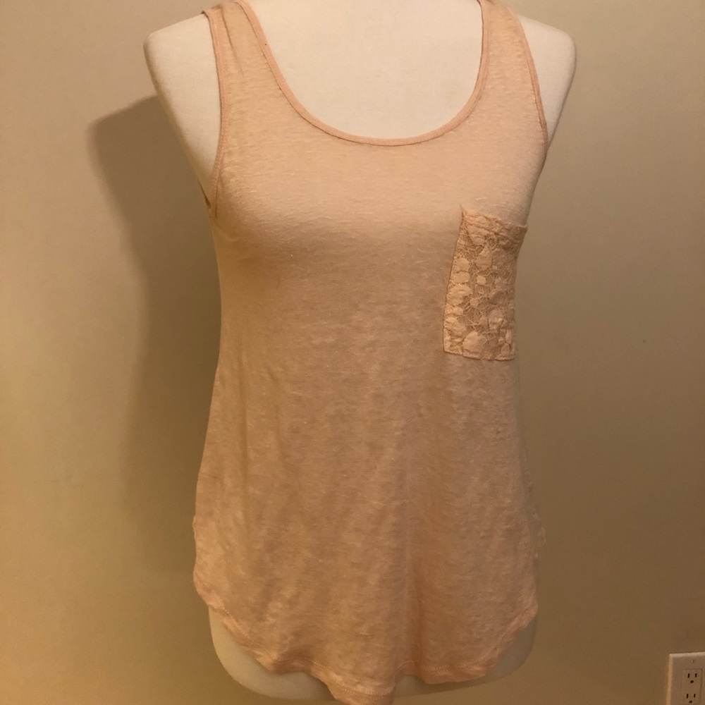 Peach tank with pocket and button back